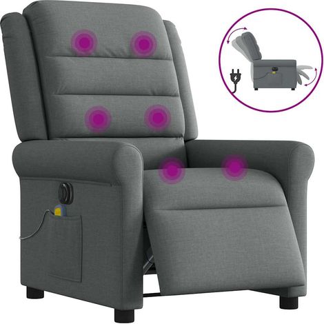 Massagesessel Elektrisch Dunkelgrau Stoff