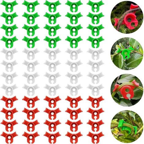 Clips de tuteurage pour plantes, 60 clips en plastique, pour plier les tiges des plantes et réajuster leur direction de croissance. (1/5)