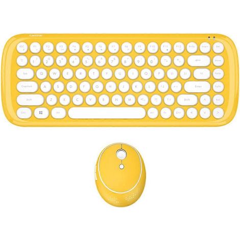 Clavier et souris sans fil combinés, touches rondes couleur bonbon, 2,4 GHz, 1600 dpi