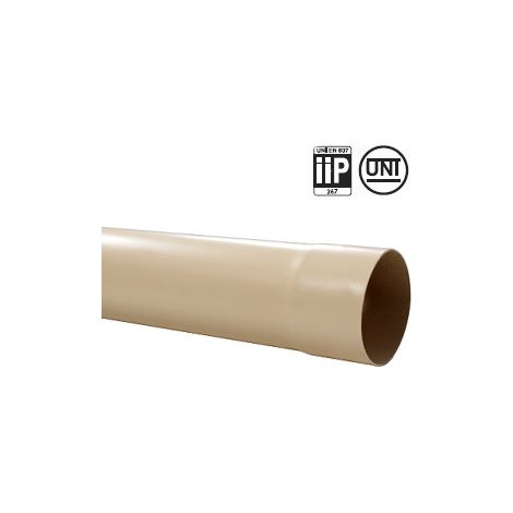 First Plast – Tube de descente gouttière 33 – Ø100mm sable 4m – Raccord pour gouttière – Certification UNI EN 607 (1/3)