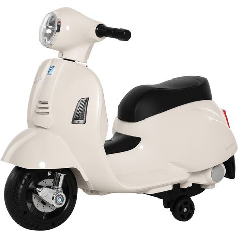 Vespa Licensed 6V Kids Electric Motorbike Ride On Motorcycle  Battery Powered for 18-36 Months with Horn Headlight White