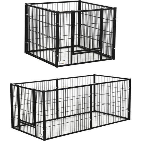 Parc pour petits chiens à 6 panneaux, utilisable en intérieur et en extérieur, dimensions : 82,5-150 x 79 x 61 cm, en métal.