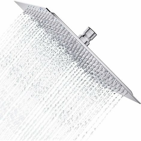 Pomello per doccia a effetto pioggia quadrato in acciaio inox 304 ultra sottile e potente ad alta pressione per bagno (nichel spazzolato) (8 pollici, 121 getti) (1/5)