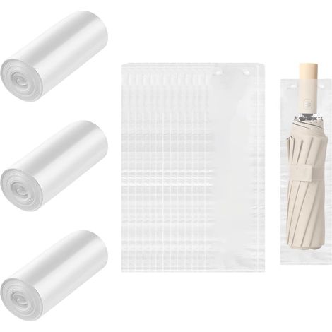 Sac pour Parapluie Humide 300 Pièces Housse Parapluie Humide en Plastique Transparent Jetables Sac de Pluie Parapluie pour Parapluies Pliants, Sacs De Rangement (13x43cm) (1/5)