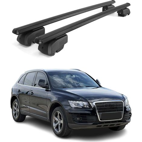 OMAC Aluminium Dachträger Querträger für Audi Q5 8R 2008-2017 – City Crash – ISO/PAS 11154:2006 – Abschließbar – Max. 75 kg – 2 Stangen Schwarz (1/5)