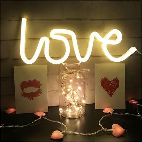 Néon Love Signs Light LED Amour Art Décoratif Signe de Chapiteau - Décoration Murale/Décoration de Table pour Fête de Mariage Salle Enfants Salon Maison Bar Pub Htel Plage Récréatif (blanc chaud)