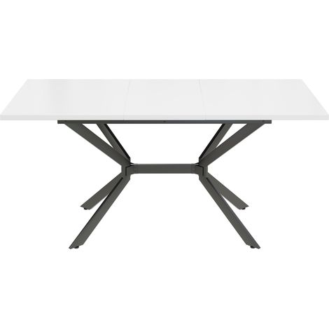 Tavolo da pranzo allungabile bianco 120/160x80 cm, gambe in metallo nero, 4-6 persone (1/5)