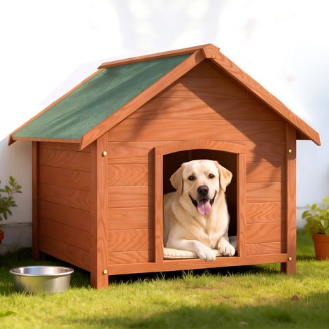 Cuccia per Cani in Legno da Esterno Casa Tetto Apribile per Animali 89x84x76cm