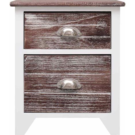 Maison Exclusive - Table de chevet Marron et blanc 38x28x45 cm Bois de Paulownia (1/5)