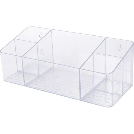 Étagère murale de salle bain, sans perçage, boîte rangement transparente 28 x 10 12 cm, suspendu (1/5)