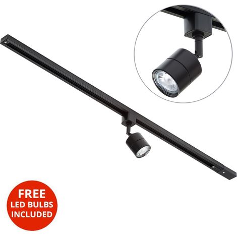 Litecraft 1 Metre Kitchen Track Light With 1 Soho Fixture & LED Bulb - Black (1/5)