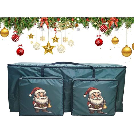 Sac de Rangement pour Sapin de Noël,Organisateur Antipoussière avec  2 Poches  Rangement pour Couronne et Sapin de Noël,Pour Camping Dressing Buanderie Salon (1/5)