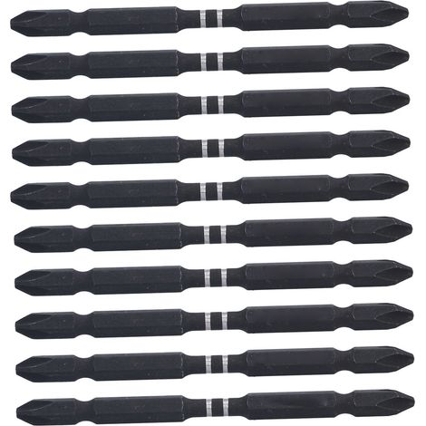 Set mit 10 magnetischen PH2-Doppelkopf-Kreuzschlitzbits, 1/4-Zoll-Sechskantschaft, S2-Legierungsstahl, 100 mm, für professionelles Schrauben (1/5)