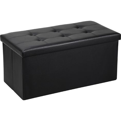 Randaco Sgabello 76cmx38cmx38cm Panca pieghevole Storage Chest Footstool Repose Feet Sofa Ottoman con Rangemen Chest Nero