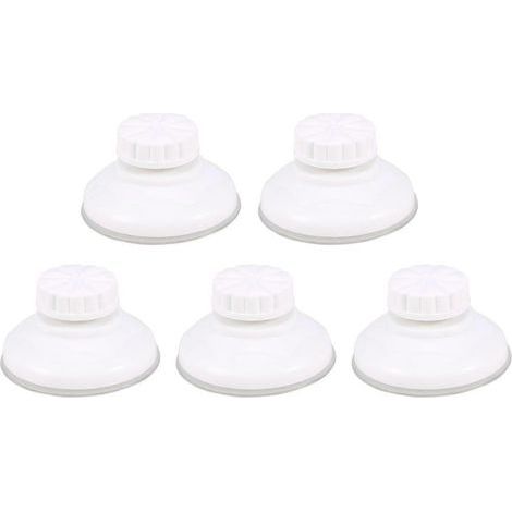 Set mit 5 drehbaren 6,1 cm PVC-Saugnäpfen mit Gewindestange für Badewannen- und Duschablagen. – 5 Stück – Weiß (1/4)