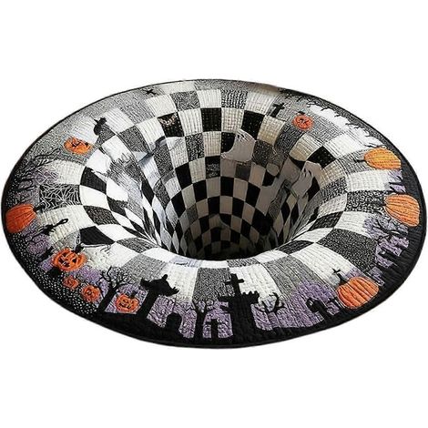 3D-Halloween-Teppich – Optischer Illusionsteppich mit Skelett- und Kürbismotiv, weich und waschbar, ideal für Wohnzimmer und Badezimmer – Gummi E 40 x 40 cm (1/5)