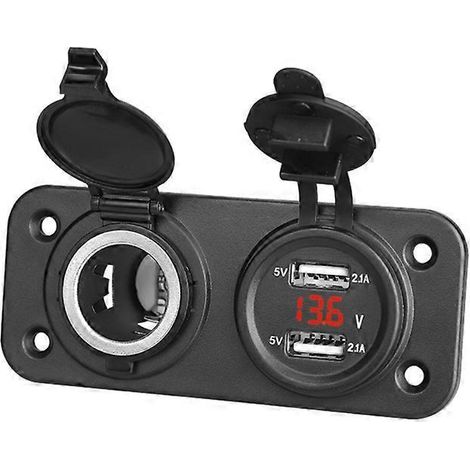 Porte-cigarette voiture 2 USB adaptateur secteur chargeur allume-cigare prise panneau double sortie alimentation 12V/24V convertisseur (1/4)