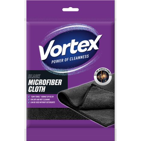 VORTEX Mikrofasertuch Semi-Towel Schwarz 30x50cm 1 Stk Mikrofasertuch
