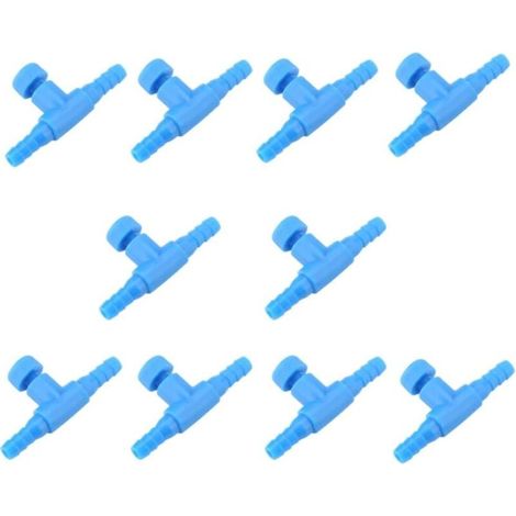10 Pcs 3 Voies Aquarium Pompe à Air Vannes De Contrle En Plastique Fish Tank Vannes De Contrle De Flux D'air Aquarium T-forme En Ligne Tubes Connecteurs (1/4)