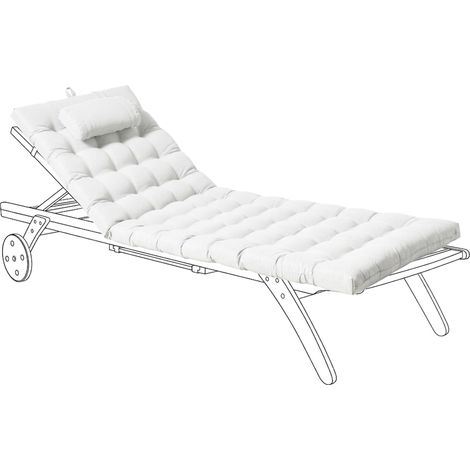 Cojín para tumbona con reposacabezas resistente a los rayos UV blanco crema Cesana (1/5)