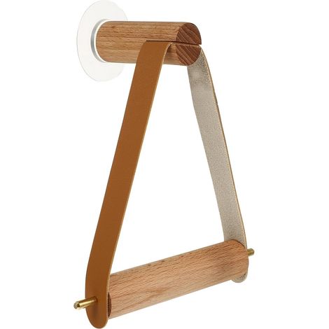 Porte-Papier Gain de Place Mural en Bois Marron Toilette Support Rouleau Papier Toilette Design Classique et Montage Mural pour Salle de Bain (1/5)
