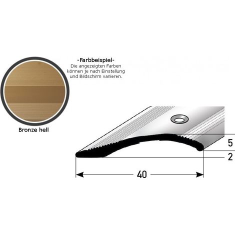 Ausgleichsprofil / Anpassungsprofil "Creston", Ausgleich: 2 - 16 mm, 40 mm breit, Aluminium eloxiert, gebohrt / selbstklebend-bronze hell-1000-gebohrt
