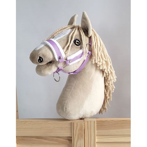 Hobby Horse A3 lila verstellbares Pferdehalfter mit weißem Fell