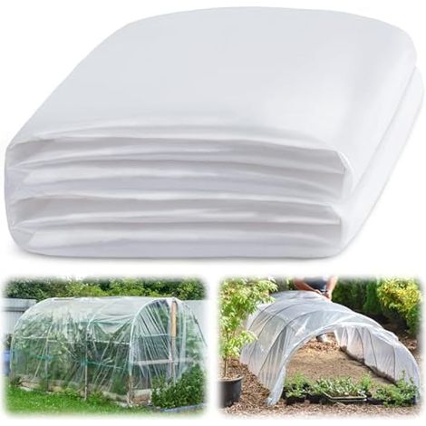 Bâche en plastique transparente de 6 mm pour serre, film en polyéthylène résistant aux UV pour ferme, jardin (2,4 x 7,6 m) (1/5)