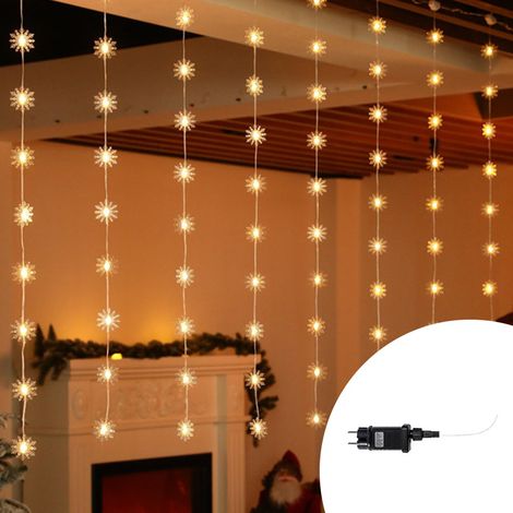 Tenda luminosa con Fiocchi di neve 4 metri 100 Led Bianco Caldo altezza 100cm da interno Wisdom (1/2)