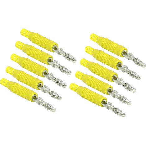 10er-Set Bananenstecker, Messing, PA-Buchse, Presspassung, Isolierrohr-Sondenadapter J.10031, Gelb (1/5)