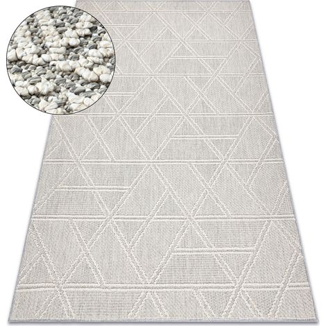 Carpet JERSEY 19241 grey - Rhombuses, geometric structural, loop BOHO beige 80x150 cm
