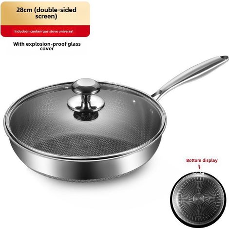 Sartén antiadherente de acero inoxidable 316, apta para todo tipo de cocinas (28 cm de alto + tapa). (1/5)