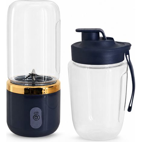 Blender Portable Rechargeable Bleu avec 2 Gobelets, Mixeur à Jus pour la Maison et Étudiants (1/5)