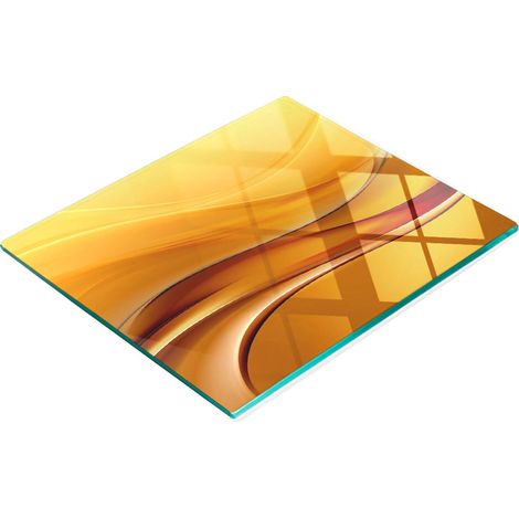 Tabla de servir de cocina de vidrio templado con fondo gráfico de ondas, 60x52 cm. (1/5)