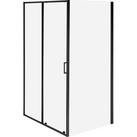 Shower Enclosure Black Tempered Glass Aluminium Frame Single Door 90 x 120 x 190 cm Modern Design LANGUI (1/5)