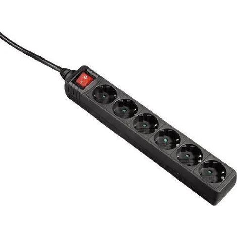 Regleta Hama 6 tomas negra 1.4 m protección infantil