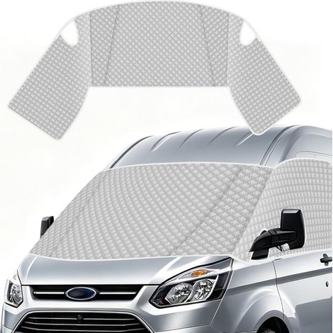 Couvre-pare-brise Compatible avec Ford Transit 2015-2025 MK8 & MK9, Couvre-pare-brise avant de camping-car avec poche, Protection pour toute l'année (1/5)