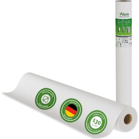 Veluxis® Premium Glattvlies als Untertapete & für Malerarbeiten – überstreichbar, rissüberbrückend, formstabil – Vlies Tapete, Wandvlies in Premium-Qualität (Weiß, 10,05 m x 0,53 m - 130g/m²)