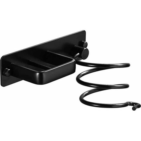 Support pour sèche-cheveux - Aluminium - Organiseur pour fer à lisser - Rangement pour sèche-cheveux - Support d'étagère en spirale - Support mural pour sèche-cheveux - Pour salle de bain, chambre, sa (1/5)