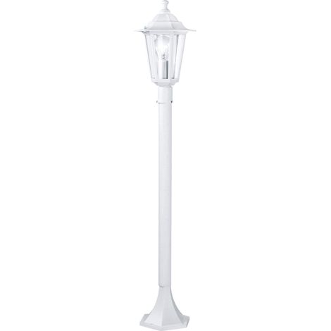 Eglo Laterna 5 Lampada a piantana per esterni, lampada a 1 luce per esterni, lampada in fusione di alluminio e vetro, colore: bianco, attacco: E27, IP44 (1/4)