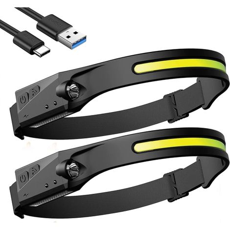 Lampe frontale LED rechargeable puissante, lampe frontale étanche IPX4, batterie longue durée (1/5)