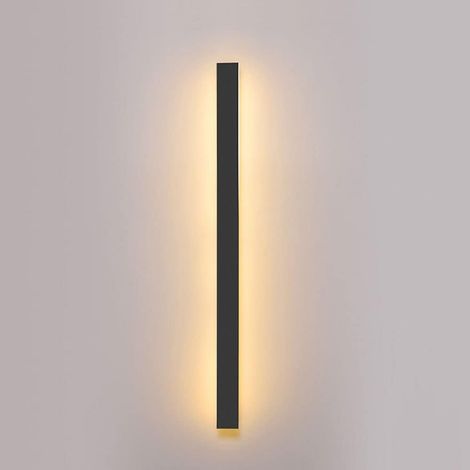 Applique murale longue noire créative, applique murale rectangulaire à LED avec abat-jour en acrylique, rondelles murales à bande étanche extérieure pour porche, salon, mur extérieur près de la piscin (1/5)