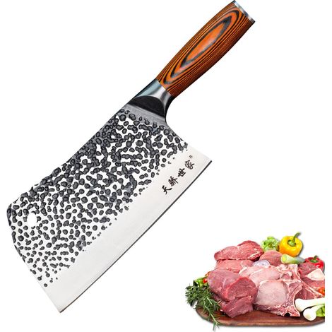 Feuille de Boucher Couteau de Chef Chinois, Couteau Chinois de Cuisine 19.4cm Professionnel Couperet de Cuisine avec Design Full Tang,Lame en Acier 50CR15 Epaisseur 3.5mm,TJ SEGA Series TC19071 (1/5)