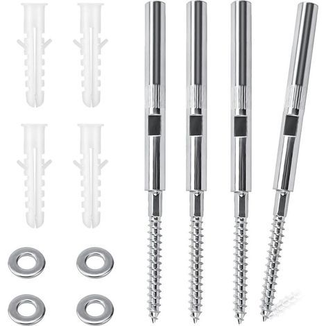 Set mit 4 unsichtbaren Wandregalhalterungen Ø 8 x 100 mm, unsichtbare Regalbefestigung, unsichtbare Regalstütze, mit Unterlegscheiben und Dübeln, für Wohnzimmer, Küche, Schlafzimmer (100 mm) (1/5)