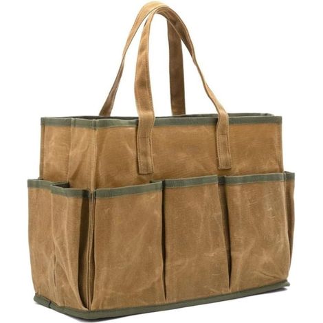 Sac en toile cirée avec 10 poches extérieures pour les jardiniers et le matériel d'entretien sur site (kaki) (1/5)
