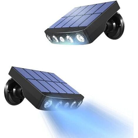 Lampe Solaire Exterieur,[2 pièces] Lampe Solaire Exterieur Detecteur de Mouvement,360° Spot Solaire Exterieur [1200mAh] étanche Lanterne Solaire Exterieur Jardin (Noir) [Classe énergétique A+++]