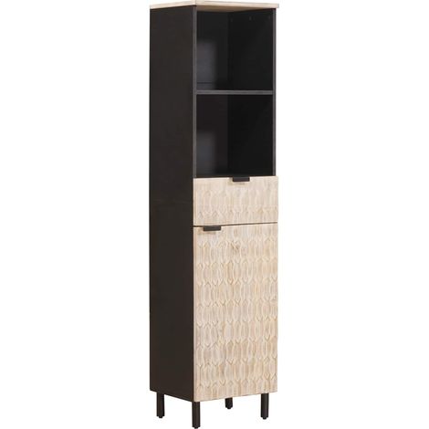 vidaXL Mobile da Bagno con lo scaffale Nero e Bianco 38 x 33 x