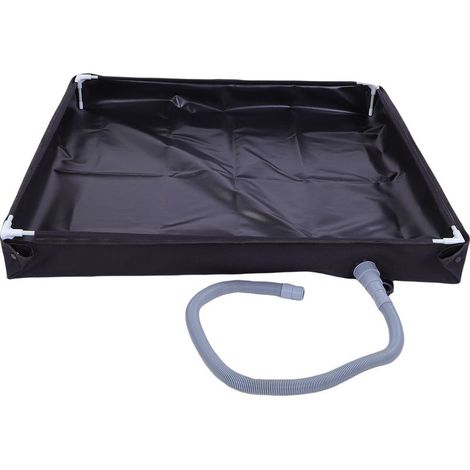 Receveur de douche portable, 80 x 80 x 10 cm (31,5 x 31,5 x 3,9 pouces), base de douche pliable avec bonde de fond et tuyau d'évacuation amovible pour tentes, camping, caravanes et plage. Noir. (1/5)