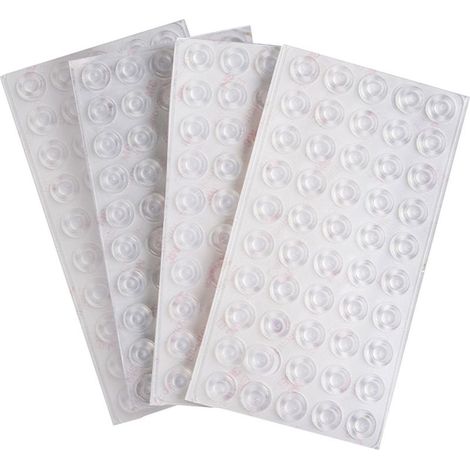 Schrankpuffer – Selbstklebendes, transparentes Silikonkautschuk – Für Schränke, Schubladen, Türen, Bilder, Rahmen, Glas – 200 Stück (1/5)