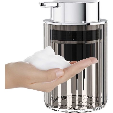 Schaumseifenspender  Spender für Flüssigseife und Handlotion (Bad und Küche)  Transparenter, grauer Kunststoff-Seifenspender mit Schaumpumpe  Wiederverwendbar, geeignet für Flüssigseife, Shampoo und D
